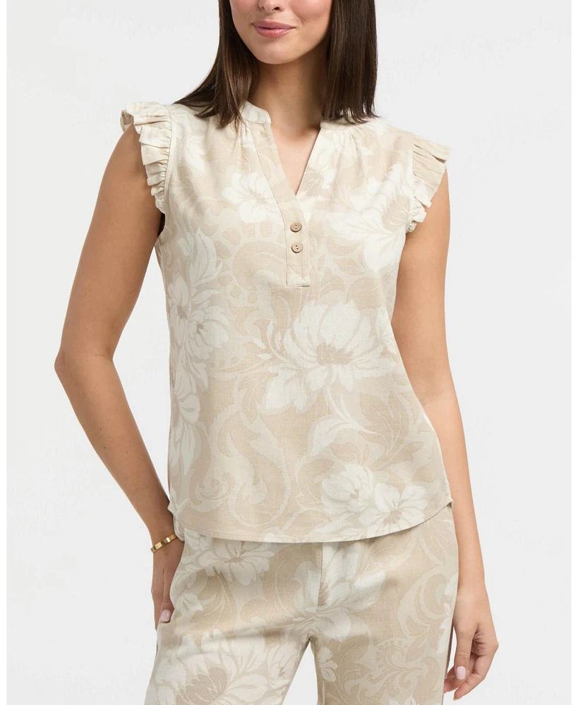 Ellen Tracy Women's Flutter Sleeve Top with Gathered Back