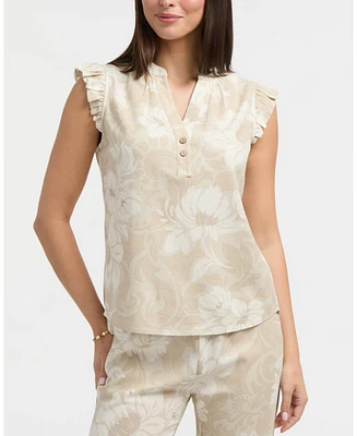 Ellen Tracy Women's Flutter Sleeve Top with Gathered Back
