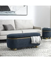 Upholstered End of Bed Storage Ottoman Bench with Seating and Hidden Compartment for Bedroom or Living Room Organization-The Pop Home