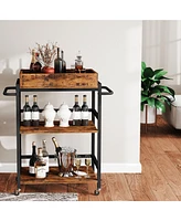 3-Tier Kitchen Cart Rolling Bar Cart Microwave Stand