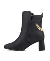 Fashion To Figure Women's Maire Bootie with chain- Wide width