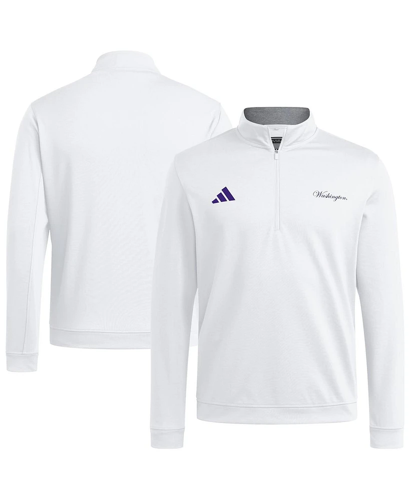 Adidas Men's White Washington Huskies Elevated Quarter-Zip Jacket