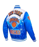 Pro Standard Men's Royal New York Knicks Sublimated Satin Full-Snap Jacket