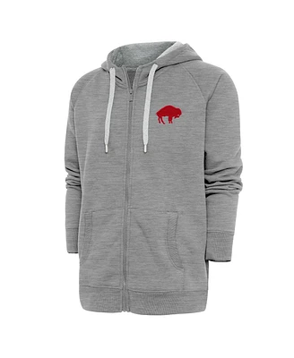 Antigua Men's Heather Gray Buffalo Bills Throwback Logo Victory Full-Zip Hoodie