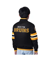 Starter Big Boys and Girls Black/Gold Boston Bruins Scout 1 Full-Snap Varsity Jacket