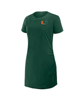Fanatics Women's Green Miami Hurricanes Ruched Drape T-Shirt Dress