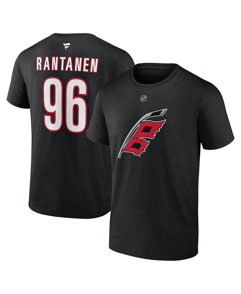 Fanatics Men's Mikko Rantanen Black Carolina Hurricanes Authentic Stack Name Number T-Shirt