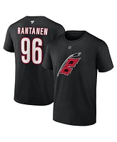 Fanatics Men's Mikko Rantanen Black Carolina Hurricanes Authentic Stack Name Number T-Shirt