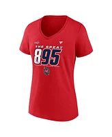 Fanatics Women's Alexander Ovechkin Athletic Red Washington Capitals Nhl All-Time Leading Goal Scorer The Great 895 V-Neck T-Shirt