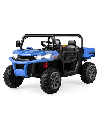 2-Seater Kids Ride On Dump Truck with Bed and Shovel