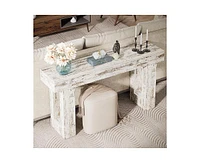 Tribesigns 63-Inch Long Console Table, Farmhouse Wooden Sofa Table Behind The Couch, Narrow Entryway Table for Entrance, Hallway, Living Room (Distres