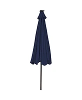 Gymax 9FT Solar Umbrella Led Patio Market Steel Tilt w/ Crank Outdoor Patio