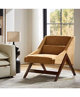 Elias Modern Accent Sloped Armrests Chair with Solid Wood Legs and A Lumbar Pillow