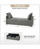 Gema Modern Storage Bench with Two Pillows and Pocket