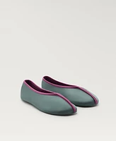 Mango Women's Satin Contrast Piping Ballerina Shoes