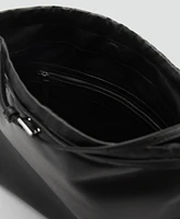Mango Women's Gathered Detail Leather Shopper Bag