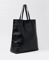 Mango Women's Patchwork Leather Shopper Bag