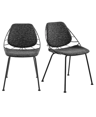 Set of 2 Leaf Fabric Dining Chairs for Kitchen or Dining Room Seating