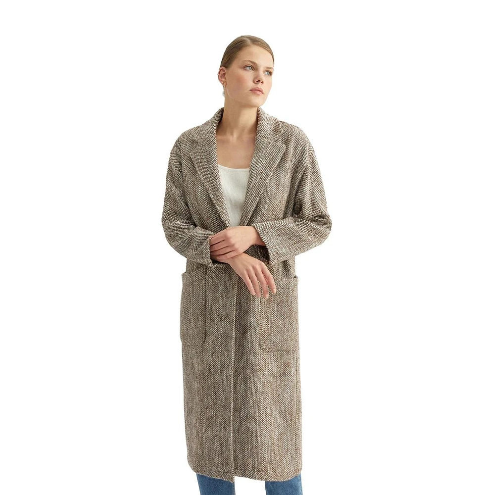 Labeca London Women's Oversized Herringbone Coat
