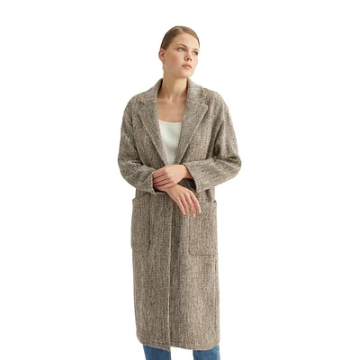Labeca London Women's Oversized Herringbone Coat