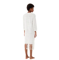 Labeca London Women's Margi Cotton Textured Fringe Dress