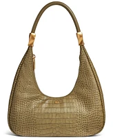 Donna Karan New York Quogue Embossed Croco Leather Small Hobo Shoulder Bag