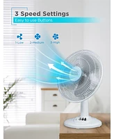 Black+Decker Desk Fan for Home and Office, 12” Fan with 3 Speed Settings, Oscillating Portable Fan for Office Desk, Table Top and Kitchen Table