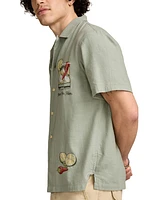 Lucky Brand Men's Vice Short Sleeve Button-Front Graphic Camp Shirt