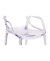Acrylic Dining Arm Chair with Open Back for Modern Table Seating