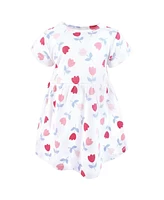Hudson Baby Girls Cotton Dresses, Blue Pink Basic Tulip