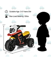 6V 3-Wheel Electric Ride-On Toy Motorcycle Trike with Music and Horn