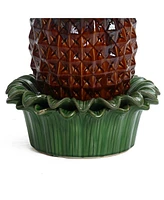 LuxenHome Pineapple Ceramic Indoor/Outdoor 17.1-In Tall Tabletop Fountain, Green Top