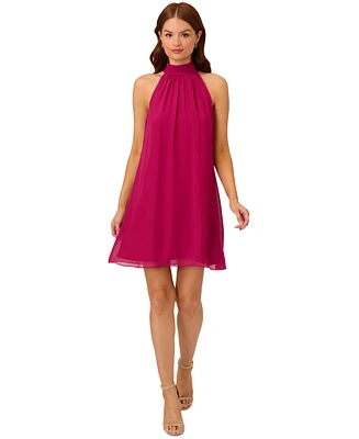 Adrianna Papell Women's Chiffon Mock-Neck Sleeveless Shift Dress