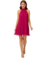 Adrianna Papell Women's Chiffon Mock-Neck Sleeveless Shift Dress