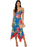 Adrianna Papell Women's Floral Handkerchief-Hem Midi Dress