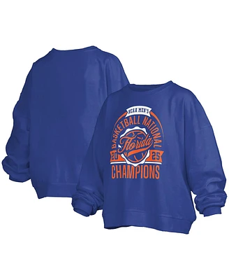 Pressbox Women's Royal Florida Gators 2025 Ncaa Men's Basketball National Champions Barkley Janice Oversized Fleece Pullover Sweatshirt