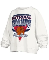 Pressbox Women's White UConn Huskies 2025 Ncaa Basketball National Champions Trilogy Janice Oversized Fleece Pullover Sweatshirt