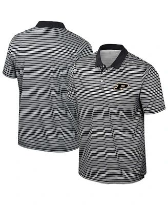 Colosseum Men's Black Purdue Boilermakers Striped Polo Shirt