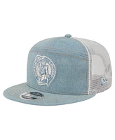 New Era Men's Boston Celtics Adventure Denim Split Panel 9FIFTY Snapback Trucker Hat
