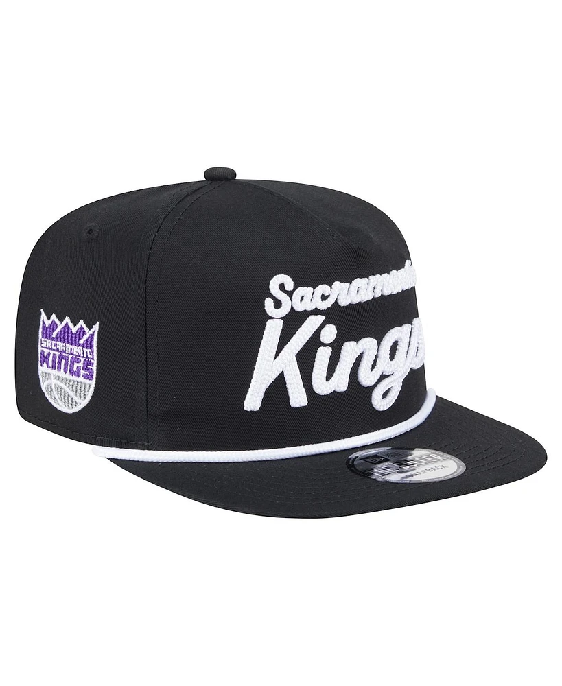 New Era Men's Black Sacramento Kings Team Text Golfer Snapback Hat