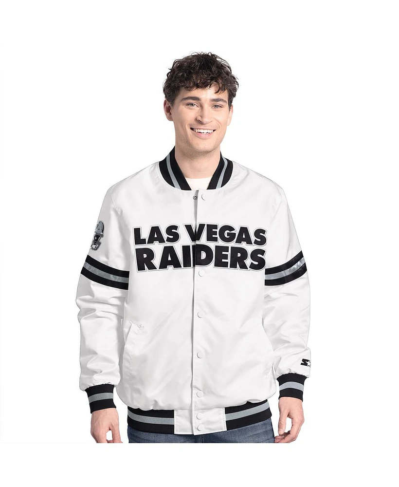 Starter Men's White Las Vegas Raiders Scout Full-Snap Varsity Jacket