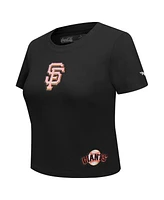 Pro Standard Women's Black San Francisco Giants Game Day Classics Baby Doll Cropped T-Shirt