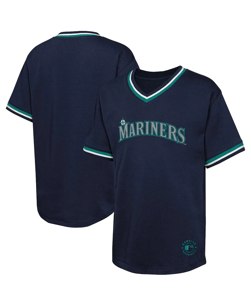 Outerstuff Big Boys and Girls Navy Seattle Mariners Relief Pitcher V-Neck T-Shirt
