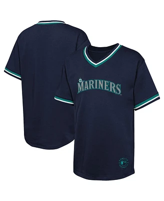 Outerstuff Big Boys and Girls Navy Seattle Mariners Relief Pitcher V-Neck T-Shirt
