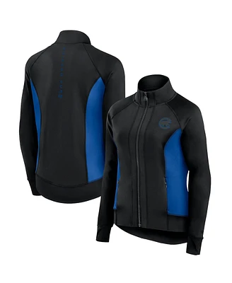 Fanatics Women's Black Chicago Cubs Studio Fitted Full-Zip Gym Track Jacket