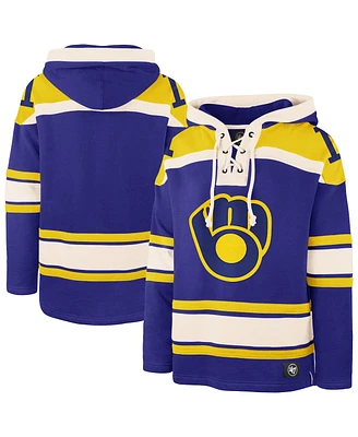 '47 Brand Men's Royal Milwaukee Brewers Superior Lacer Pullover Hoodie
