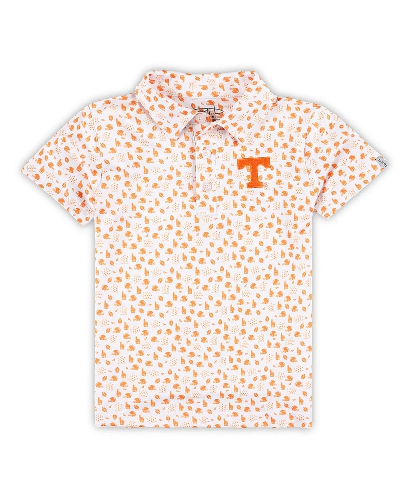 Garb Toddler White Tennessee Volunteers Earnest Allover Print Polo Shirt