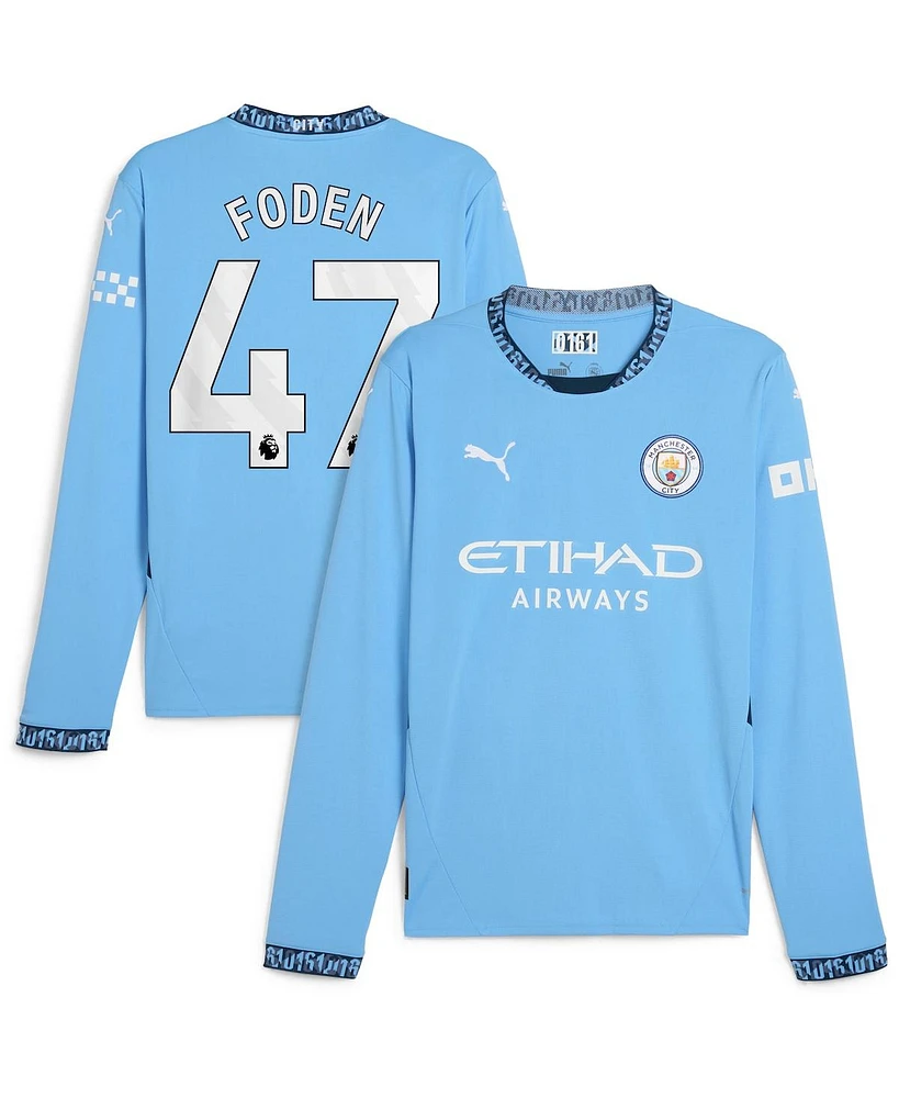 Puma Men's Phil Foden Light Blue Manchester City 2024/25 Home Replica Long Sleeve Player Jersey