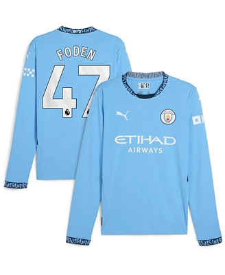 Puma Men's Phil Foden Light Blue Manchester City 2024/25 Home Replica Long Sleeve Player Jersey