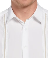 Cubavera Men's Pick Stitch Panel Short Sleeve Button-Down Shirt